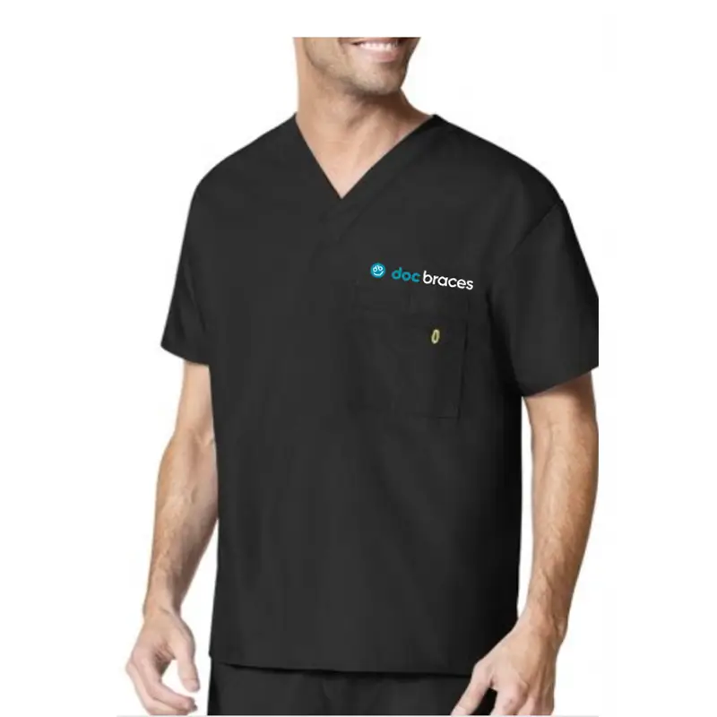 Men's Black  Scrub Top - Flex